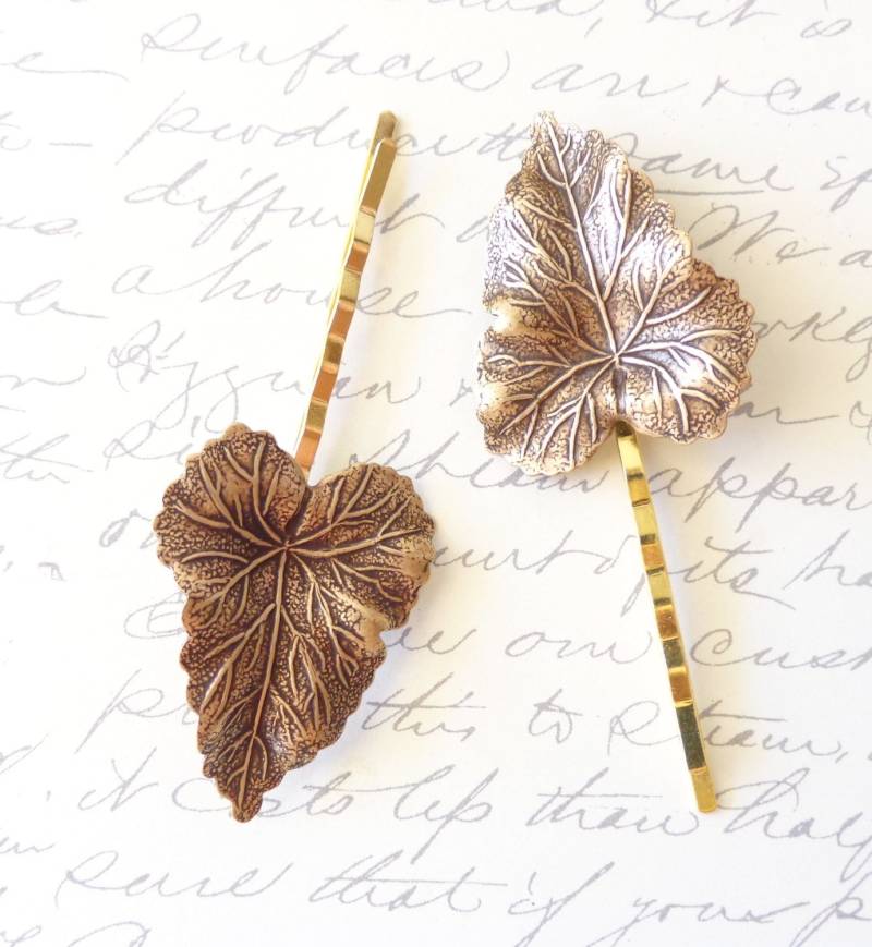 Ox Messing Blatt Haar Pin Set - Bobby Pins Wald-Kollektion Wundersam Natur Braut von NestingPretty