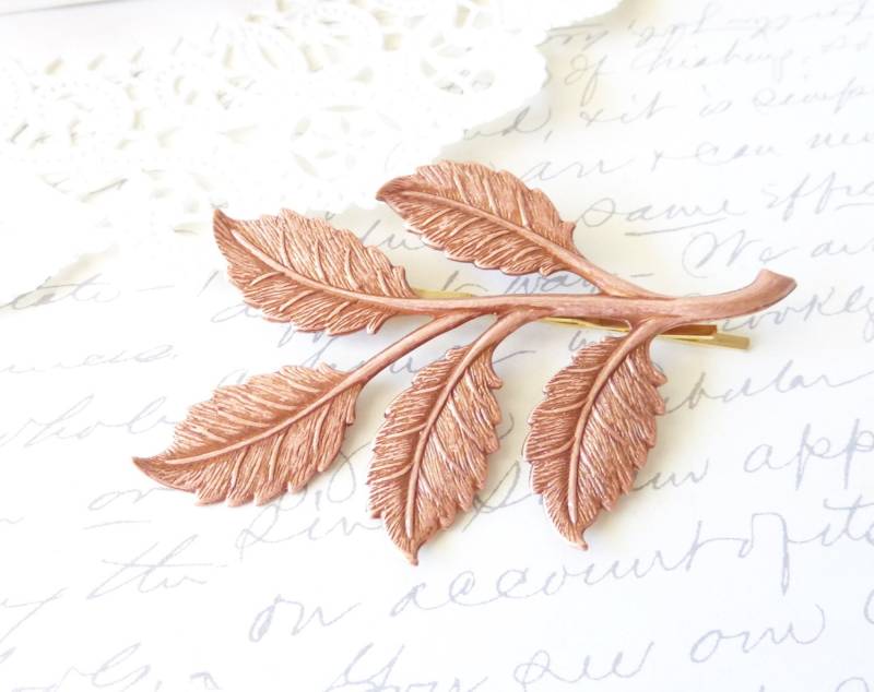 Rose Gold Blatt Zweig Haarnadel - Große Spray Bobby Pin Braut Haar-Accessoire Hochzeit von NestingPretty
