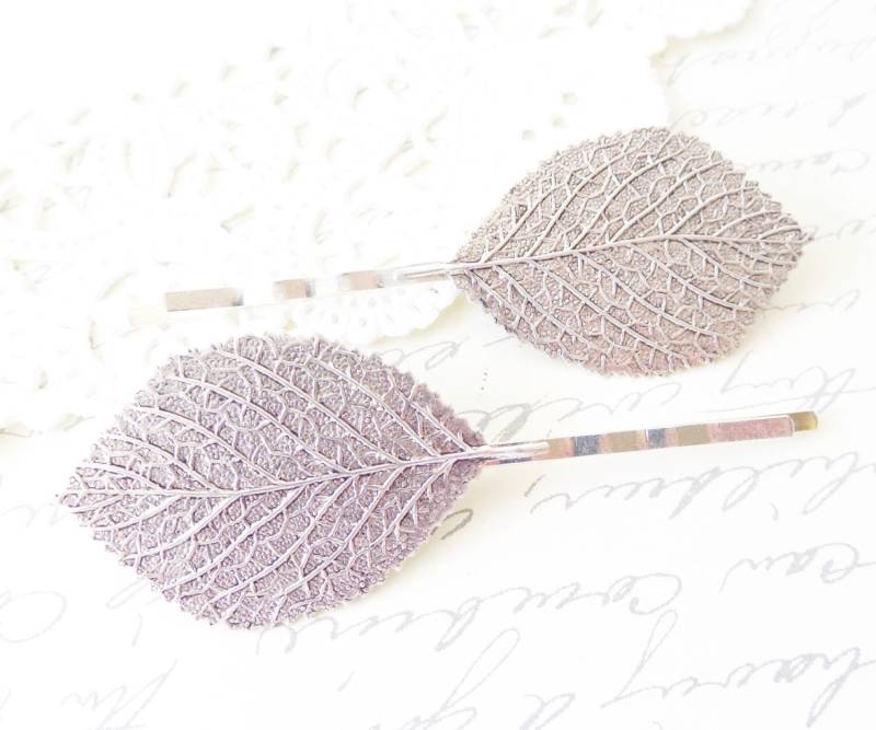 Silber Blatt Bobby Pin Set - Aspen Haarnadeln Birke Wald Hochzeit Haar-Accessoire Braut Haar von NestingPretty