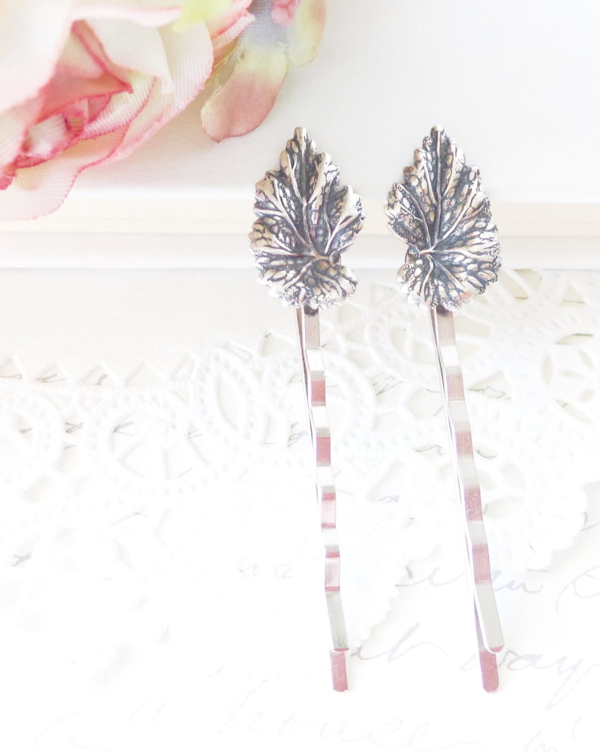 sterling Silber Vergoldet Blatt Haar Pin Set - Bobby Wald-Kollektion Wunderliche Natur Braut von NestingPretty