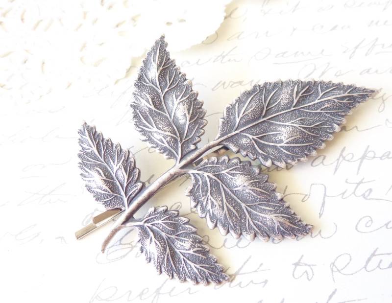 sterling Silber Vergoldet Blatt Zweig Haarnadel - Große Bobby Pin Ox Braut Haar Zubehör von NestingPretty