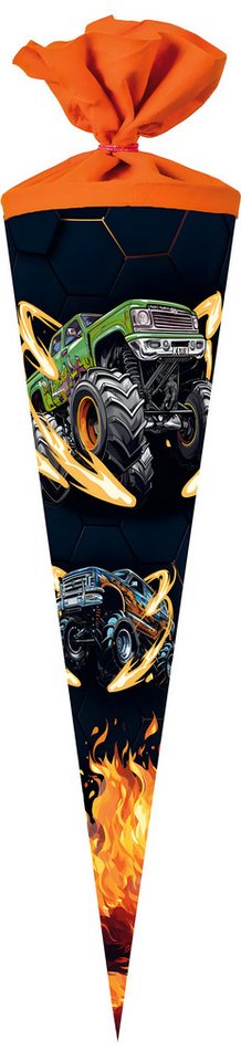 Nestler Schultüte Nestler Schultüte Filzv. 70 cm rund Monstertruck on Fire von Nestler