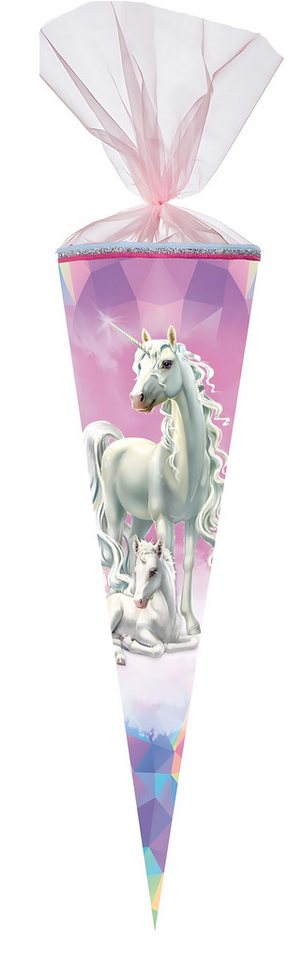 Nestler Schultüte Nestler Schultüte Organza 70 cm rund Strass EinhornMärWald von Nestler