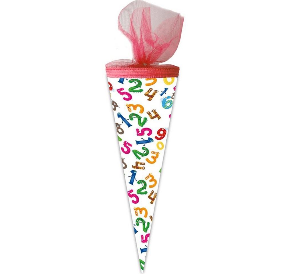 Nestler Schultüte Zahlenmonster, 50 cm, rund, mit rotem Tüllverschluss, Zuckertüte für Schulanfang Nestler Schultüte Zahlenmonster, 50 cm, rund, mit rotem Tüllverschluss, Zuckertüte für Schulanfang von Nestler