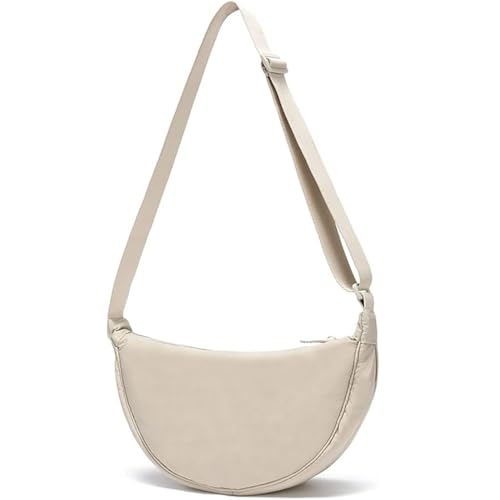 Nestmuse Hobos Halbmond-Tasche für Damen und Herren, Umhängetasche mit verstellbarem Riemen/Nylon-Knödeltasche, lässige Kuriertasche, einfarbig, Brusttasche für den täglichen Gebrauch, beige, L Nestmuse Hobos Halbmond-Tasche für Damen und Herren, Umhängetasche mit verstellbarem Riemen/Nylon-Knödeltasche, lässige Kuriertasche, einfarbig, Brusttasche für den täglichen Gebrauch, beige, L von Nestmuse