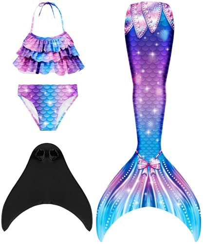 Nestoto Mädchen Monoflossen mit Cosplay Bikini Set und Flossen von Nestoto