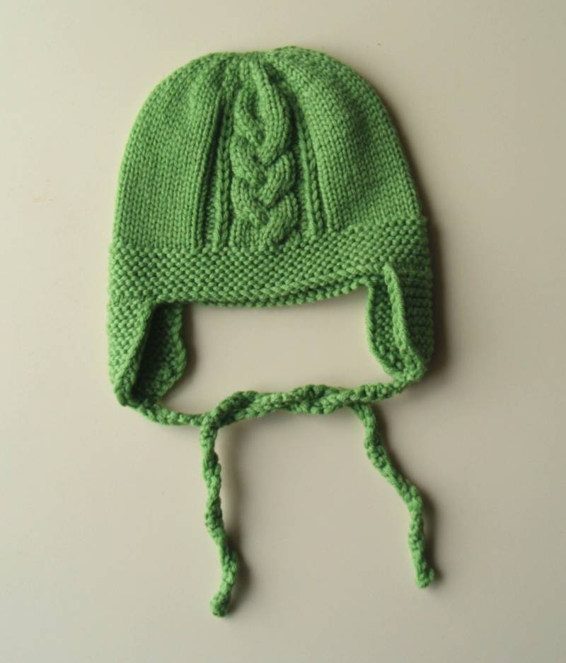 Grüne Strickhaube Für Baby. Merino Wolle Ohr Klappe Hut Baby/Kleinkind. Pilot Hut, Von Hand Gestrickt. Viele Farben Verfügbar. Größen 0-36 Monate von NesyBaby