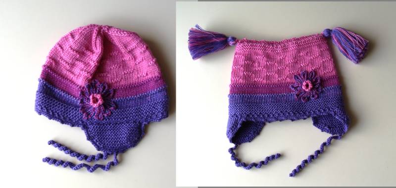 Hand Stricken Ohr Klappe Hut Für Baby/Kleinkind Mädchen, Rosa Merino Wolle Motorhaube Mit/Ohne Pom Poms. Pilot Hut. Größen 0-36 Monate von NesyBaby