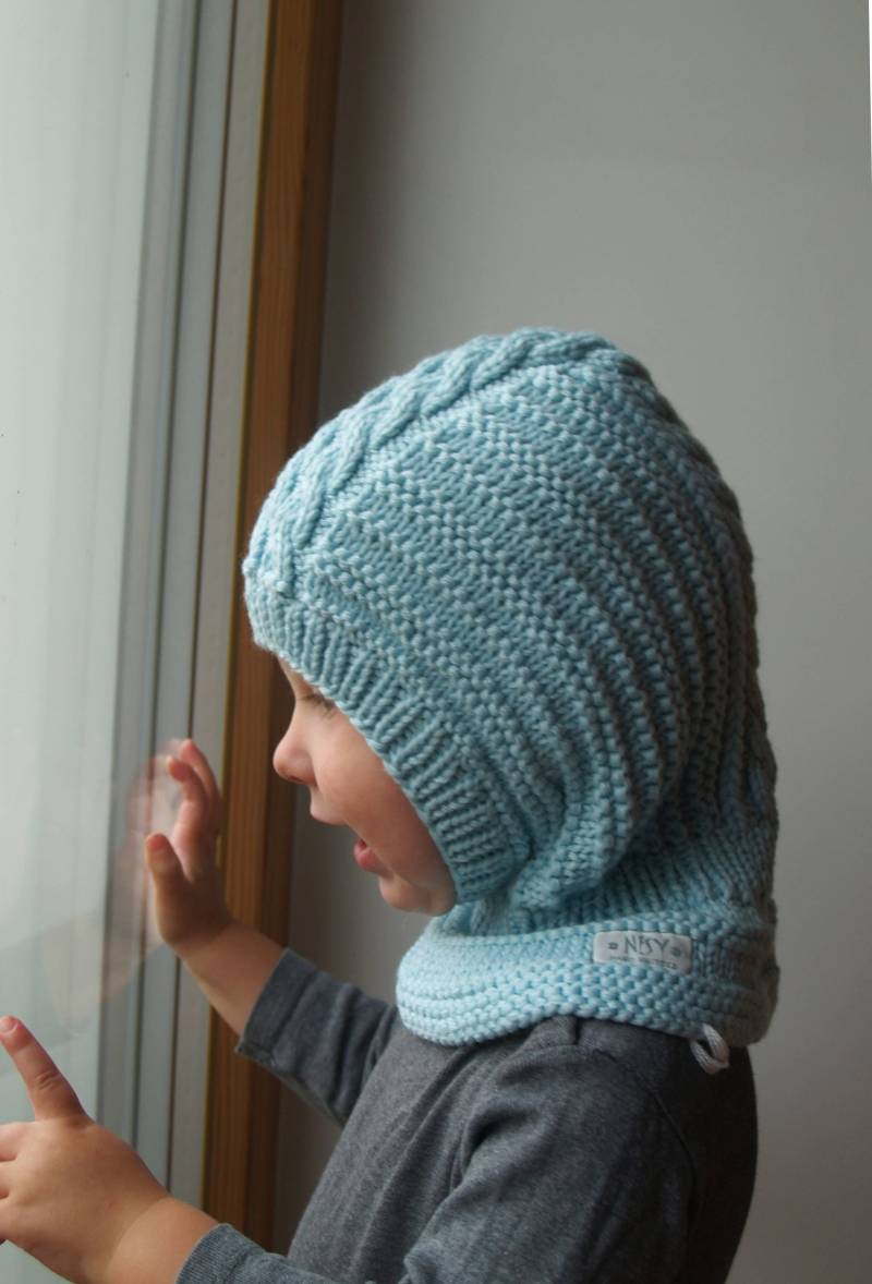 Merino Balaclava Wintermütze, Baby/Kleinkind/Kinder Kapuzenpullover & Nackenwärmer, Mint. Größen 6-12M/1-3-6-10 Jahre von NesyBaby