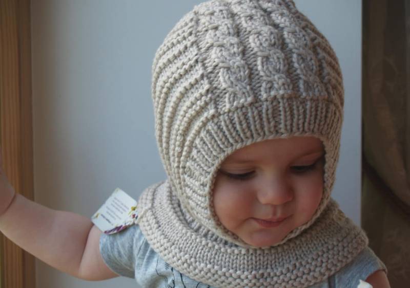 Merino Wolle Balaclava Wintermütze, Baby/Kleinkind Kinder Kapuzenmütze, Beige Helm. Größe 6-12 M 1-3-6-10 Jahre von NesyBaby