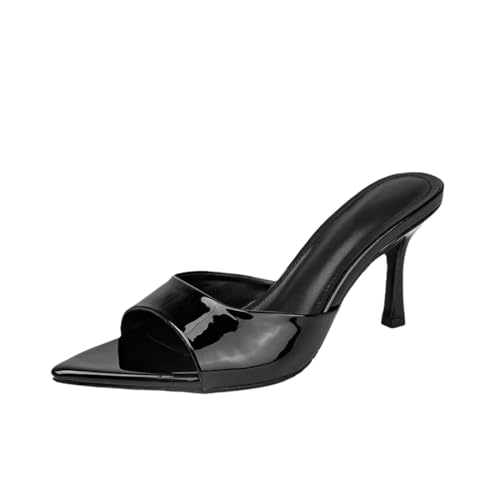 Nesyd Pantoletten für Damen, Absätze, sexy, spitz, offener Zehenbereich, 7 cm, Stiletto-High Heels, elegant, Slipper, Komfort, Party, Bankett, Hochzeit, leger, Absatz, Sandalen, Schwarz, 37 EU Nesyd Pantoletten für Damen, Absätze, sexy, spitz, offener Zehenbereich, 7 cm, Stiletto-High Heels, elegant, Slipper, Komfort, Party, Bankett, Hochzeit, leger, Absatz, Sandalen, Schwarz, 37 EU von Nesyd