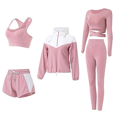 Nesyd Workout-Sets für Damen, 5-teilig, Yoga-Übung, Fitnessstudio, Sport, Laufen, athletische Kleidung, Set Trainingsanzüge, Activewear, Pink, XL Nesyd Workout-Sets für Damen, 5-teilig, Yoga-Übung, Fitnessstudio, Sport, Laufen, athletische Kleidung, Set Trainingsanzüge, Activewear, Pink, XL von Nesyd