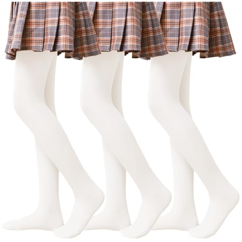 Neteson 3 Paar Strumpfhosen Mädchen Semitransparent Tanzstrumpfhosen 40 DEN Kinderstrumpfhosen für Schule Ballett Tanzen Freizeit von Neteson