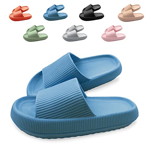 Neteson Cozislides Original Slippers Damen Rutschfeste Hausschuhe Herren Weich Badeschlappen Cloudyzz Schlappen Sommer Badelatschen Gummi Pantoletten(Blau, 36/37EU) von Neteson