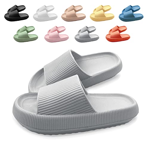 Neteson Cozislides Original Slippers Damen Rutschfeste Hausschuhe Herren Weich Badeschlappen Cloudyzz Schlappen Sommer Badelatschen Gummi Pantoletten(Grau, 36/37EU) von Neteson