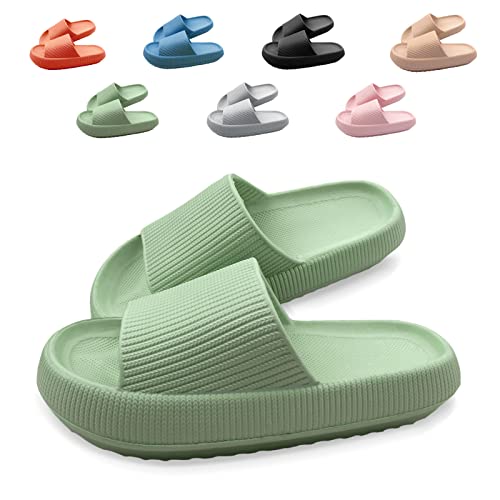 Neteson Cozislides Original Slippers Damen Rutschfeste Hausschuhe Herren Weich Badeschlappen Cloudyzz Schlappen Sommer Badelatschen Gummi Pantoletten(Grün, 36/37EU) von Neteson