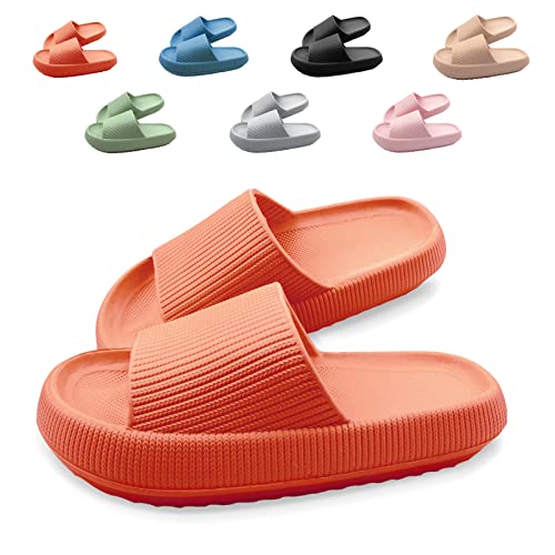 Neteson Cozislides Original Slippers Damen Rutschfeste Hausschuhe Herren Weich Badeschlappen Cloudyzz Schlappen Sommer Badelatschen Gummi Pantoletten(Orange, 36/37EU) von Neteson