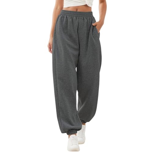 Neteson Jogginghose Damen Lang Sporthose High Waist Trainingsanzug Baggy Hose Loose Casual Sweathose mit Taschen Gummibund Freizeithose Trainingshose Sweatpants Hip Hop Laufhosen Locker Yogahose von Neteson