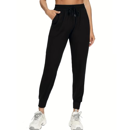 Neteson Jogginghose Damen Lang Sweathose High Waist Trainingshose Bequeme Yoga Hosen Casual Freizeithosen Laufhosen Sporthose mit Taschen von Neteson