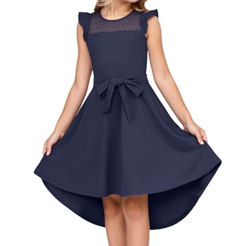Neteson Mädchen Kleider Sommerkleid Elegant Mesh Freizeitkleid Kurzarm Partykleider A Line Rundhals Festliches Kleid für Mädchen 6-15 Jahre von Neteson