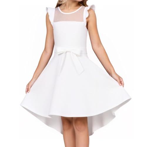 Neteson Mädchen Kleider Sommerkleid Elegant Mesh Freizeitkleid Kurzarm Partykleider A Line Rundhals Festliches Kleid für Mädchen 6-15 Jahre von Neteson