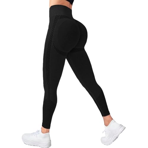 Neteson Scrunch Butt Leggings Damen High Waist Sport Booty Scrunch Leggings Push Up Sporthose Seamless für Yoga Gym Fitness Laufhose von Neteson