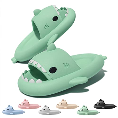 Neteson Shark Slides Damen Herren Hausschuhe Hai Schlappen Rutschfest Shark Slippers Badelatschen Pillow Slides Soft Cloud Slippers Badeschlappen Strand Sandalen Unisex(Matcha Grün, 38/39EU) von Neteson