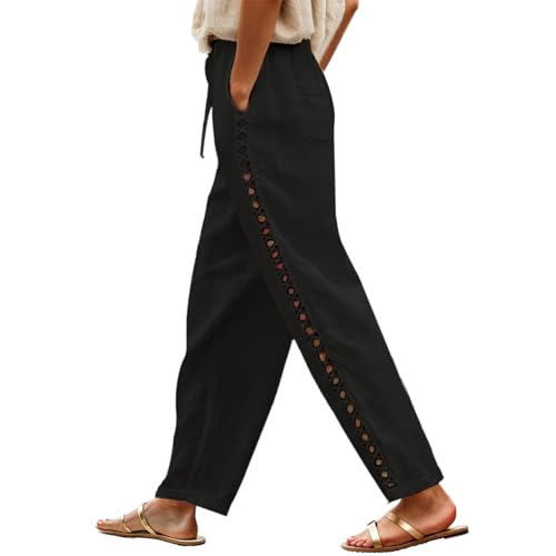 Neteson Sommerhose Damen Leicht und Luftig 7/8 Stoffhose Weite Elegant Boho Palazzo Hosen Strandhose Freizeithose mit Taschen Neteson Sommerhose Damen Leicht und Luftig 7/8 Stoffhose Weite Elegant Boho Palazzo Hosen Strandhose Freizeithose mit Taschen von Neteson