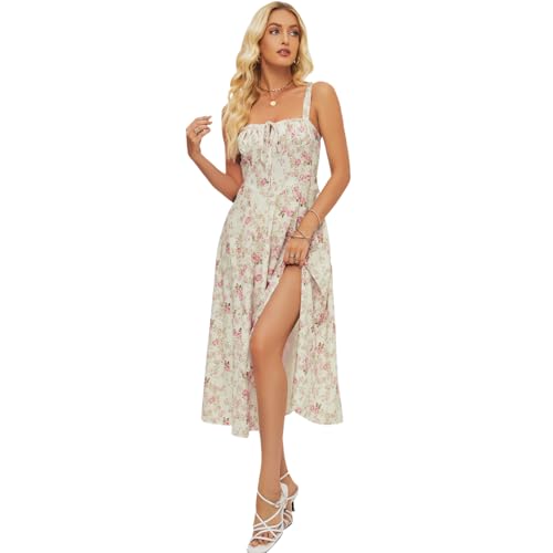 Neteson Sommerkleid Damen Ärmellos Spaghettiträger Trägerkleid Tunika Freizeitkleider Party Strandkleid Boho Lässig von Neteson