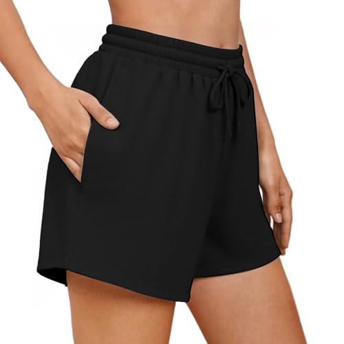 Neteson Sportshorts Damen Kurz Laufhose High Waist Shorts Damen Sommer Kurze Sweatshorts Fitness Running Shorts Jogginghose mit Taschen von Neteson