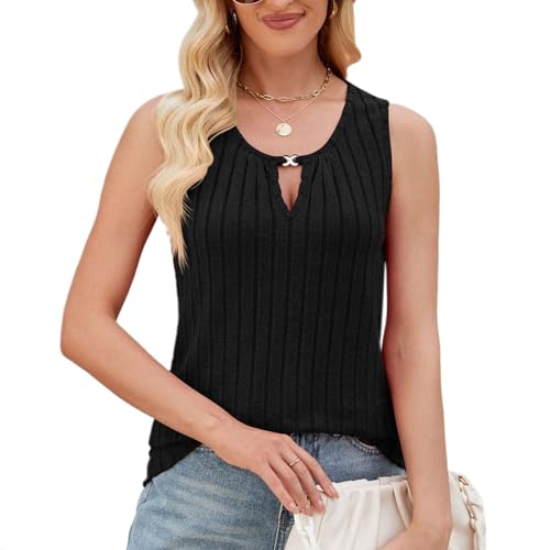 Neteson Tank Top Damen Sommer Oberteile Blusentop V-Ausschnitt Ärmellose T Shirt Basic Slim Fit Vest Top von Neteson
