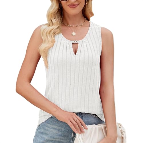 Neteson Tank Top Damen Sommer Oberteile Blusentop V-Ausschnitt Ärmellose T Shirt Basic Slim Fit Vest Top von Neteson