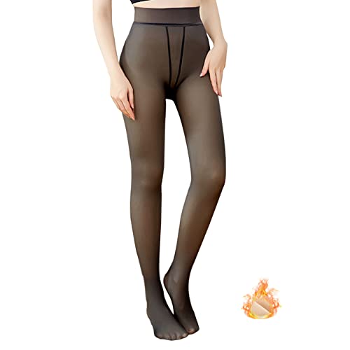 Neteson Thermostrumpfhosen für Damen Thermo Strumpfhosen Winter Leggings Gefüttert Durchscheinend Plüschstrümpfe Warmer Pantyhose von Neteson