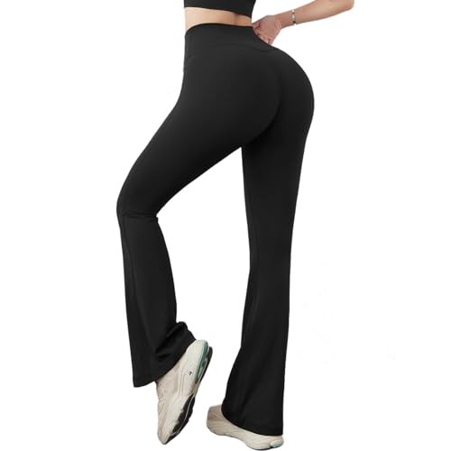 Neteson Yogahose Damen Lang Leggings Flared Damen High Waist Booucut Schlaghose Stretch Sporthose Jazzpants für Sport Yoga Tanz Fitnesshose von Neteson