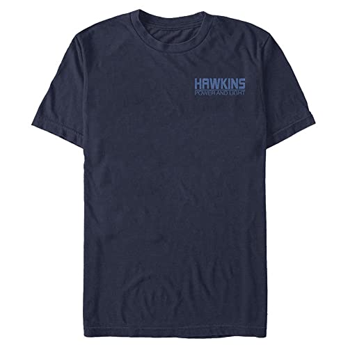 Stranger Things Unisex Stranger Things Hawkins Power And Light Organic Short Sleeve T-shirt, Navy Blau, L von Stranger Things