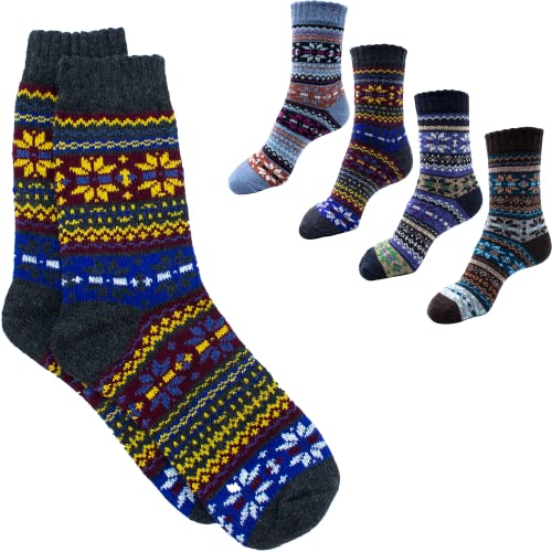 1 Paar gemusterte Wintersocken | warme und weiche Weihnachtssocken | kuschelige flauschige Kuschelsocken Winter Weihnachten Socken für Herren und Damen … (37-43, grau) von Netrox