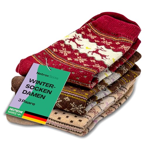 Netrox® 3 Paar Wintersocken | warme und weiche Weihnachtsocken | 35-42 | kuschelige flauschige Kuschelsocken Winter Weihnachten Socken Weihnachtssocken für Damen Kinder von Netrox