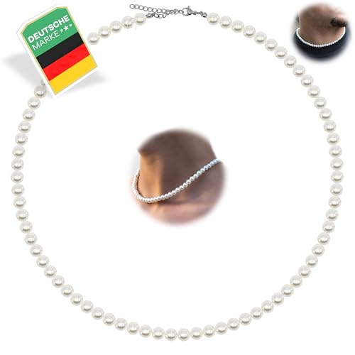 Netrox - Hochwertige Perlenkette mit Geschenkbox - für Damen & Herren - verstellbare Kette - Perlenkette Damen, Perlenschmuck, Perlen Kette, Pearl necklace, Schmuck, Halskette, Damen Perlen Kette von Netrox