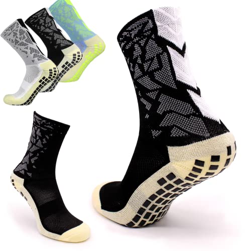 NetroxSports® - 2 Paar Anti-Rutsch Fußballsocken Sportsocken Laufsocken Joggingsocken - Fussball Sport Stutzen Jogging Outdoor Fußball Socken Fussballsocken Herren Kinder lang kurz - schwarz (39-45) von Netrox