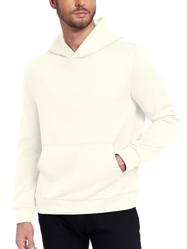 Netsmile Herren Kapuzen-Sweatshirt mit Langen Ärmeln und Tasche, M, Beige von Netsmile