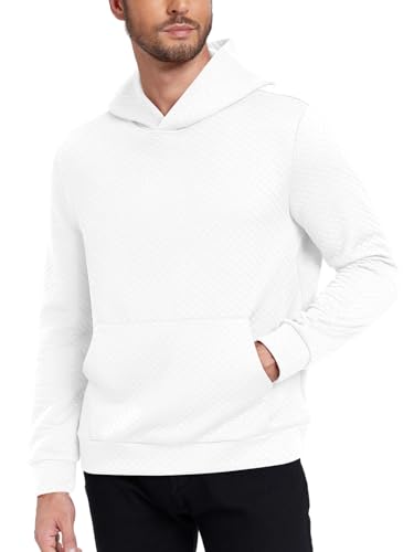 Netsmile Herren Kapuzen-Sweatshirt mit Langen Ärmeln und Tasche, XL, Weiß von Netsmile