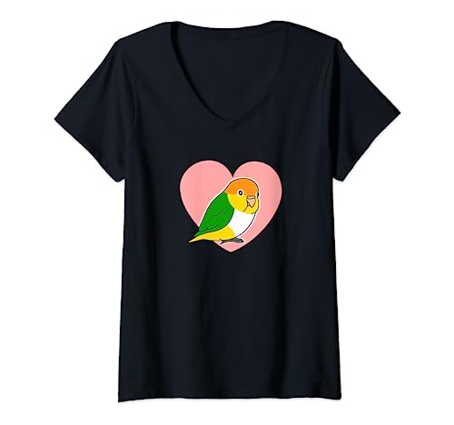 Damen Chubby Rostkappenpapagei Liebe Herz Papagei Kawaii Birb T-Shirt mit V-Ausschnitt Damen Chubby Rostkappenpapagei Liebe Herz Papagei Kawaii Birb T-Shirt mit V-Ausschnitt von Netter Papageien Laden