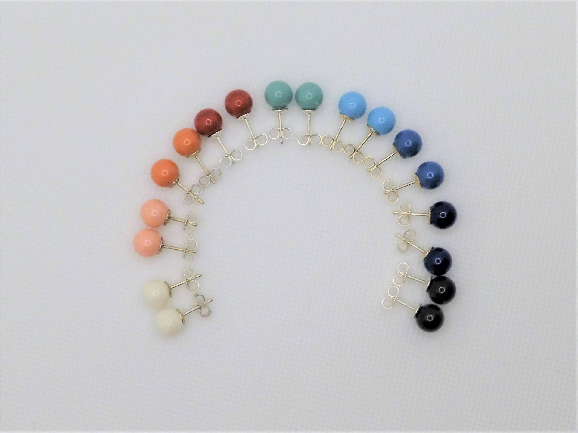 Bunte Kugelohrstecker Edelsteinfarben 6mm 8mm 10mm Silber 925 von NettesSchmuckshop