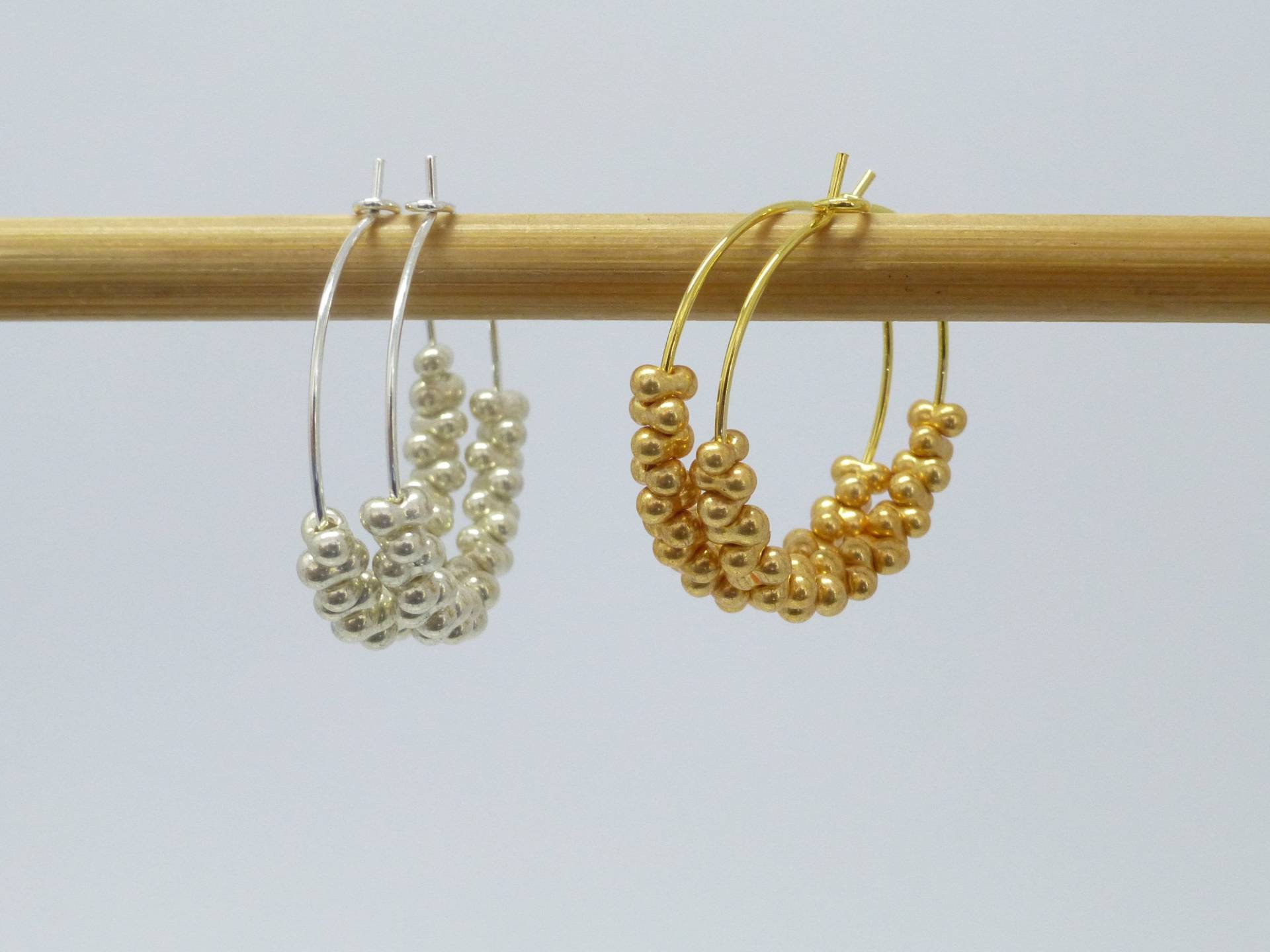 Creolen 25mm Mit Glasperlen Versilbert/Vergoldet von NettesSchmuckshop