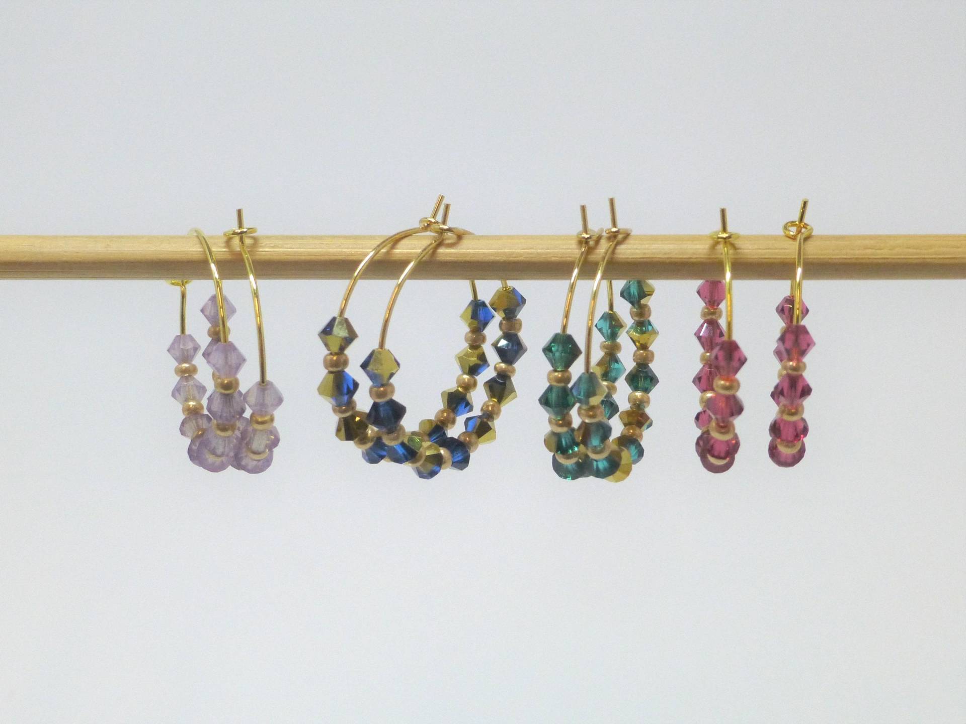 Creolen Gold Kristallperlen Doppelkegel von NettesSchmuckshop