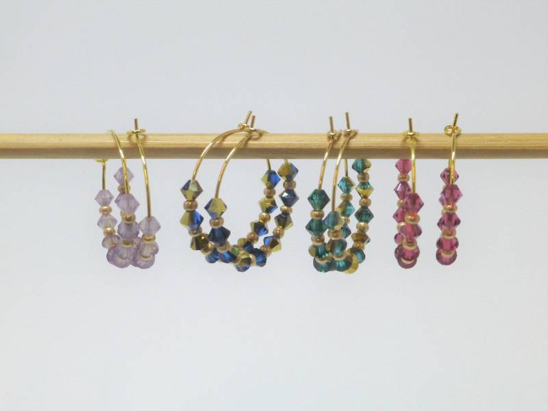 Creolen Gold Kristallperlen Doppelkegel von NettesSchmuckshop