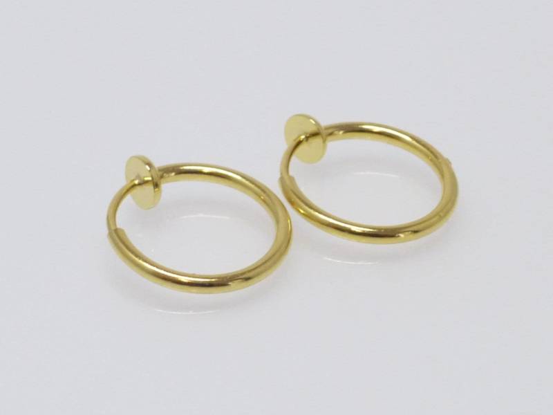 Creolen-Ohrclips 15mm Edelstahl Gold, Clipcreolen von NettesSchmuckshop