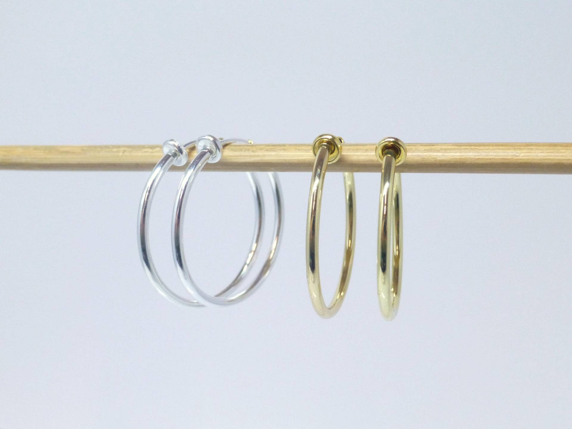 Creolen-Ohrclips 30mm Messing Silber Gold, Clipcreolen Creolen-Ohrclips 30mm Messing Silber Gold, Clipcreolen von NettesSchmuckshop