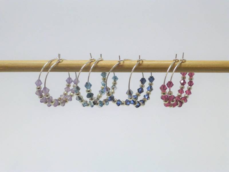 Creolen Silber Kristallperlen Doppelkegel von NettesSchmuckshop