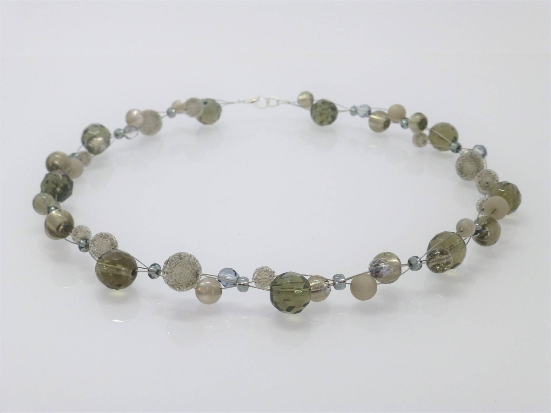 Halskette "Bubbles" Rauchgrau, Glasperlencollier von NettesSchmuckshop